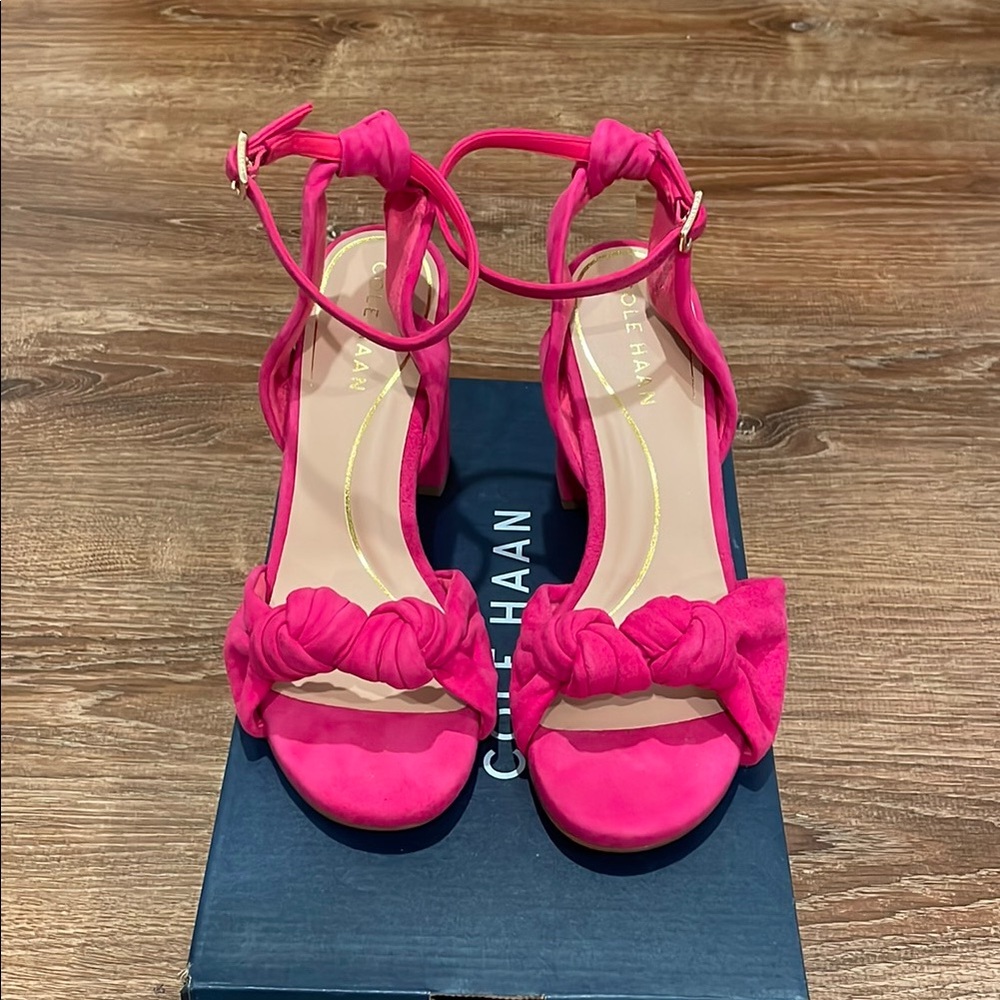 NEW! Cole Haan Kaycee Women's Suede Sandals. Color is “Pink Peacock”